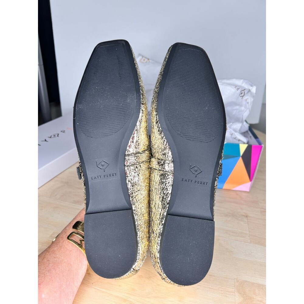 ☀️Katy Perry The Evie Mary Jane Flats Gold Metallic Glass Women's Size 10M NWT - Picture 9 of 10